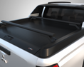 Load image into Gallery viewer, Side view of Akuma 4x4 Cross Bars fitted to a roller cover on a Mitsubishi Triton MV