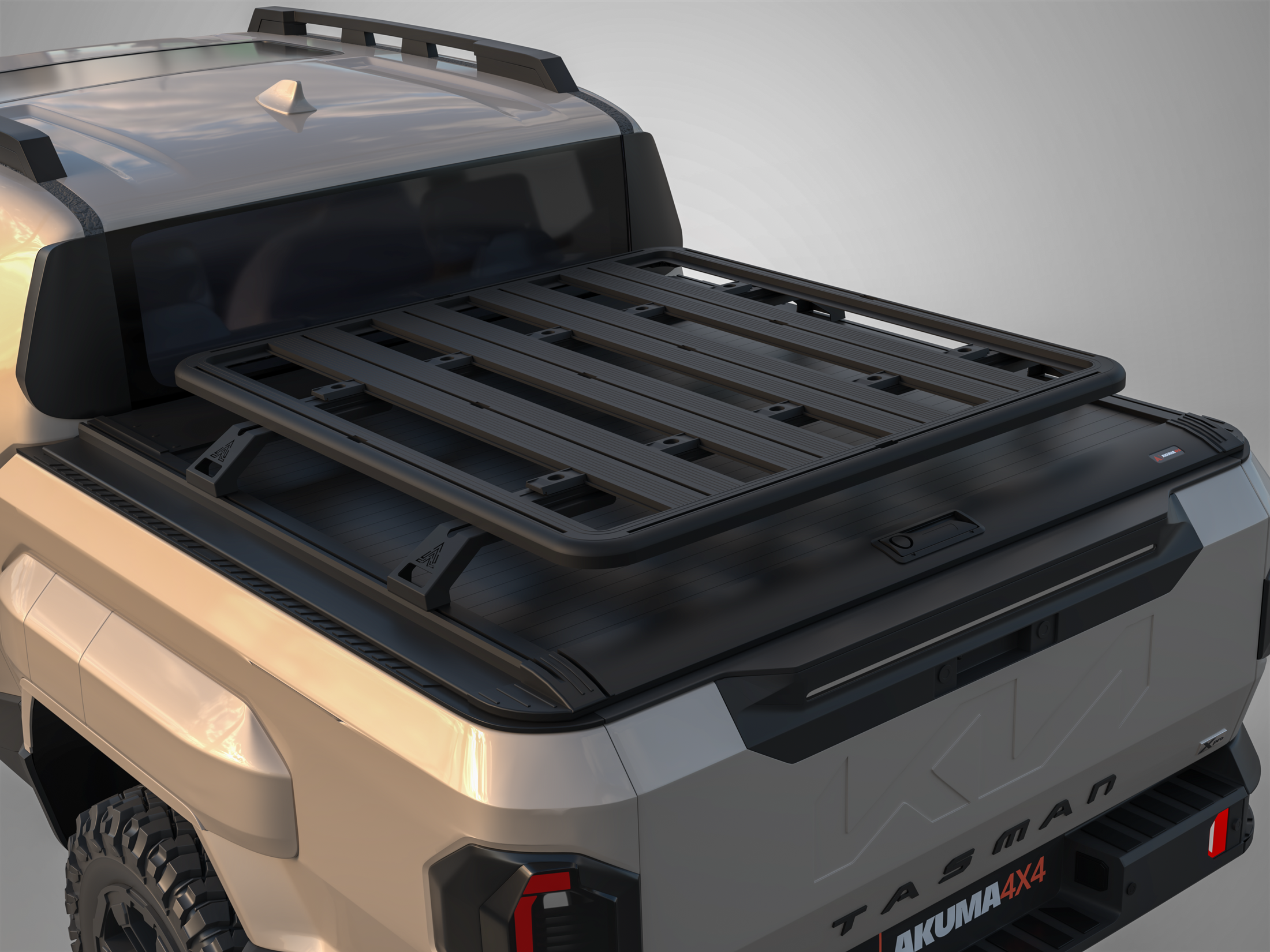 Akuma Tub Rack Platform mounted to a Kia Tasman tub