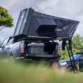 Load image into Gallery viewer, Black version of the K'gari Tub Rack tent with ladder out
