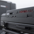 Load image into Gallery viewer, Close up of Akuma logo on accessory rails fitted to Tub Mount tent
