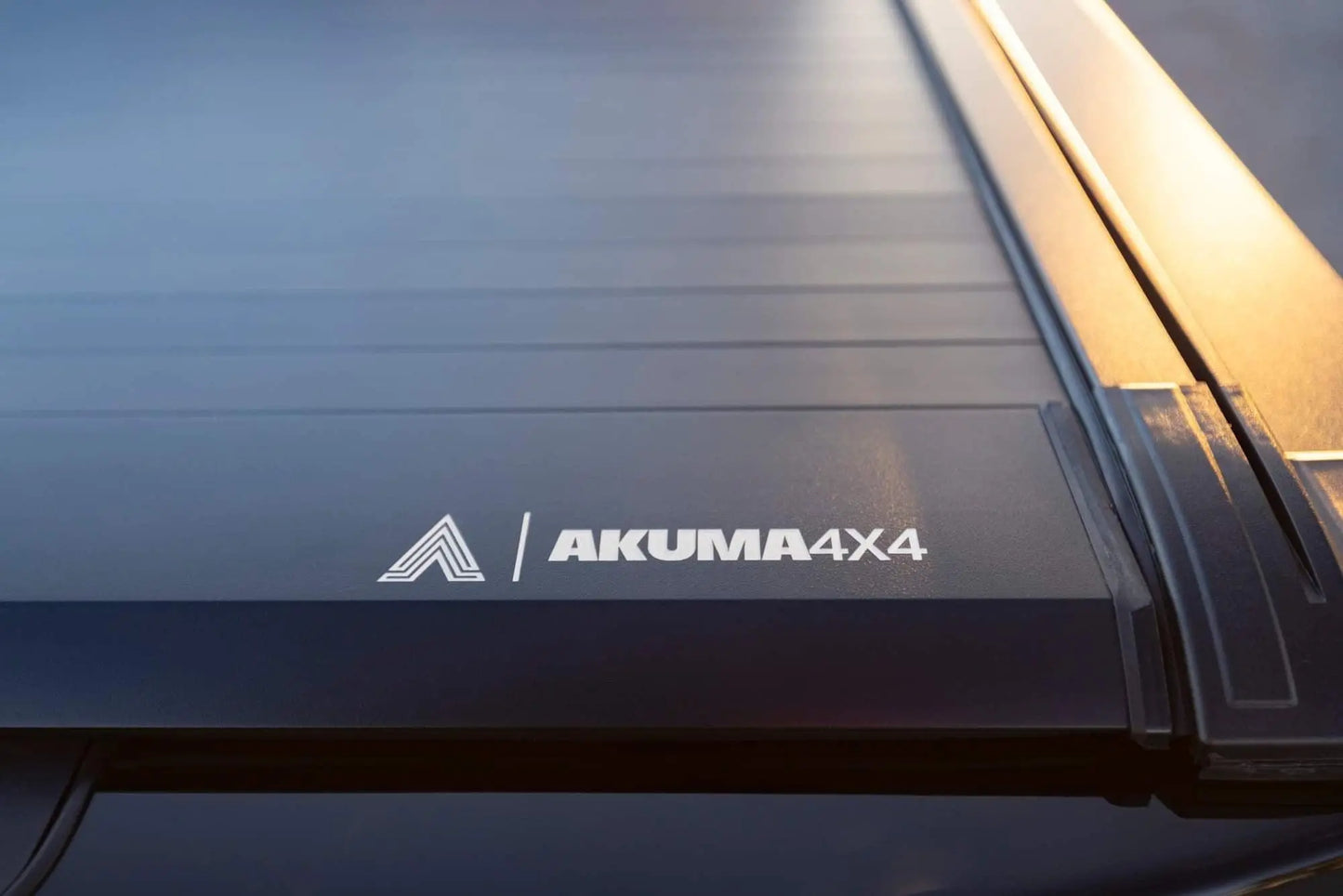 Close up of Akuma 4x4 logo on a GWM Cannon Manual Roller Shutter