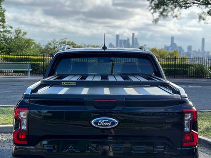 Ford Wildtrak with Tub Rack Platform mounted to factory shutter