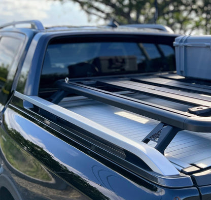 Close up of tub platform brackets mounting on to side rails of Ford Wildtrak