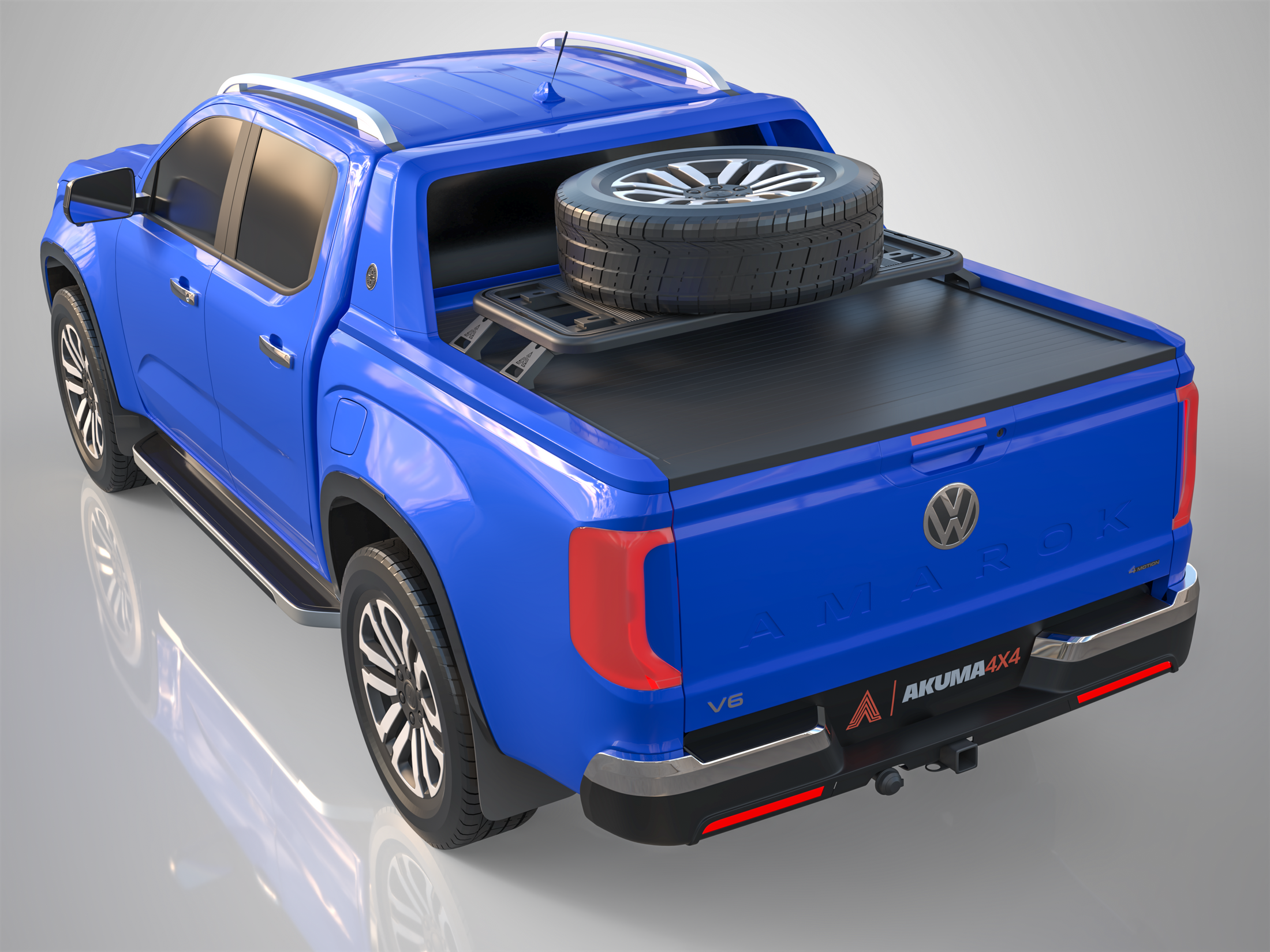 Volkswagen Amarok Aventura Compact Tub Rack with tyre mounted